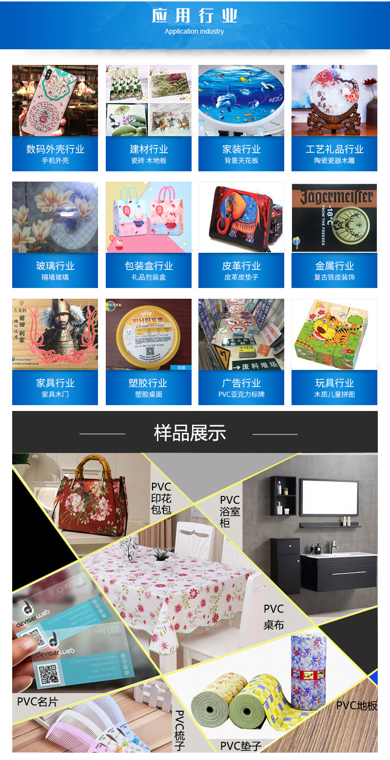 平板UV打印機應用行業圖
